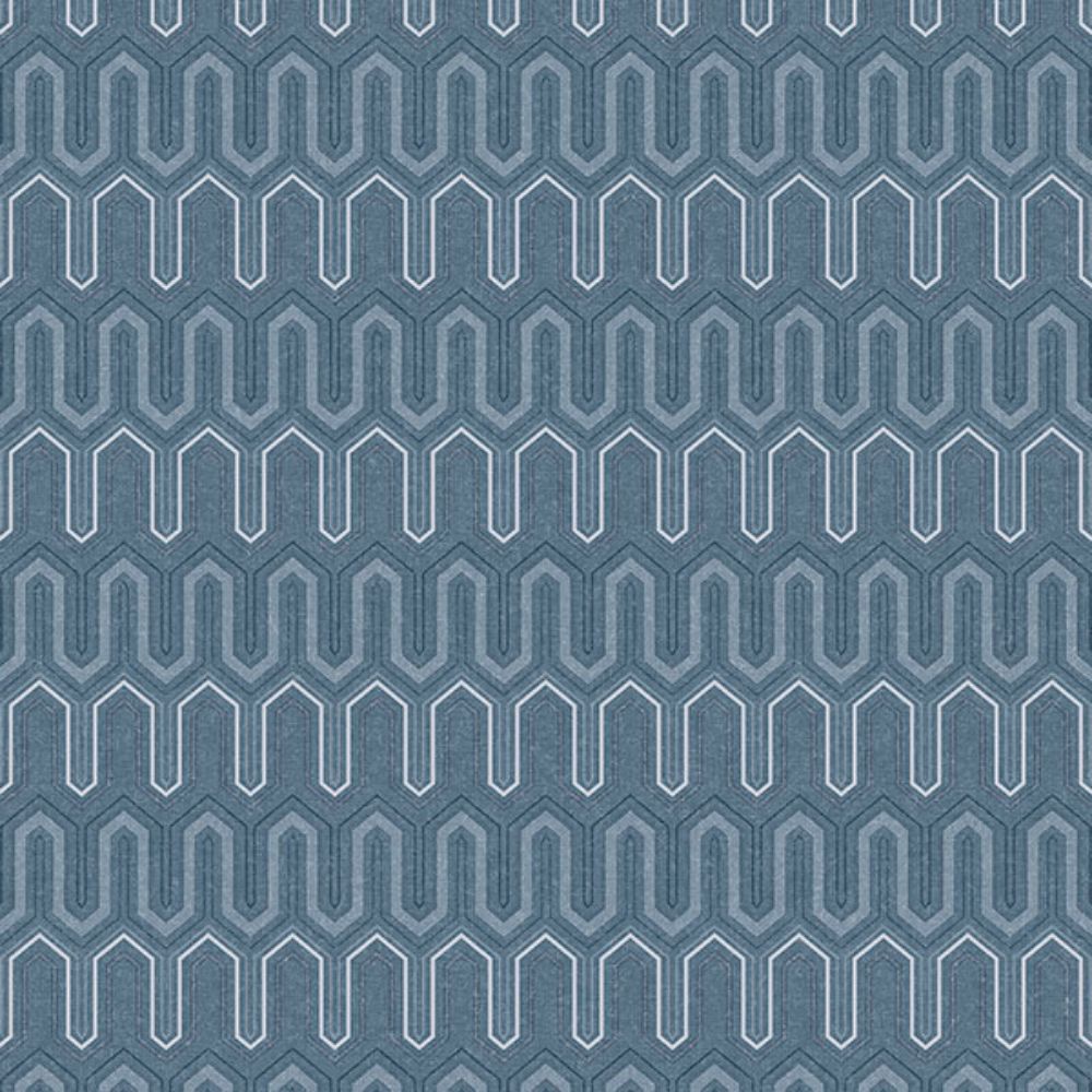 Patton Wallcoverings GX37618 GeometriX Zig Zag Wallpaper in Denim Blues, Blue, Navy